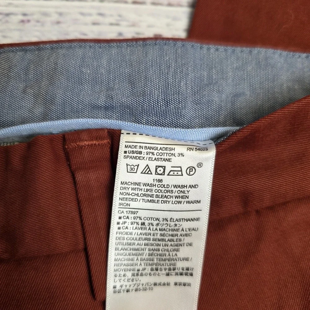New Banana Republic Aiden Chino Pants Mens‎ 32x36 Measure 34x35 Slim Fit Orange